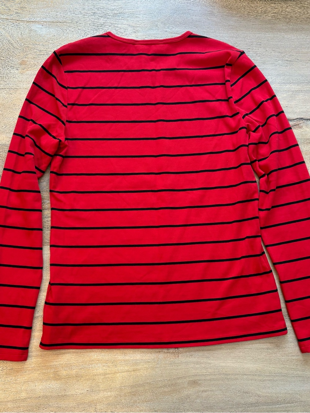 Lauren Ralph Lauren Striped Long Sleeve Top Red Black L Slim Fit - Picture 8 of 8
